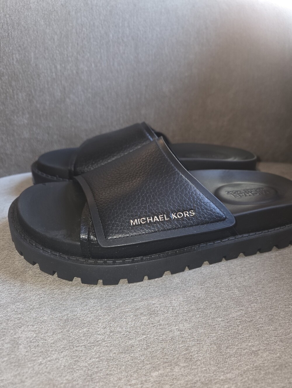 MICHAEL Michael Kors Men’s Luka Black Slide Sandals with Adjustable Strap